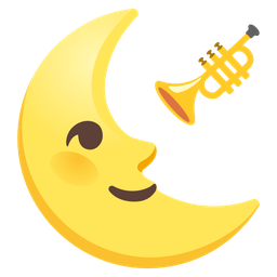 last quarter moon face and trumpet