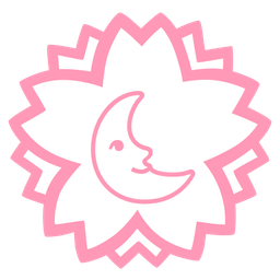 last quarter moon face and white flower