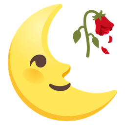 last quarter moon face and wilted flower