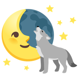 last quarter moon face and wolf