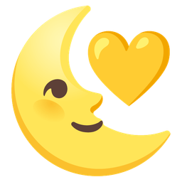 last quarter moon face and yellow heart