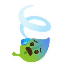 leaf fluttering in wind and anxious face with sweat