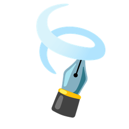 leaf fluttering in wind and black nib