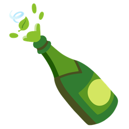 leaf fluttering in wind and bottle with popping cork