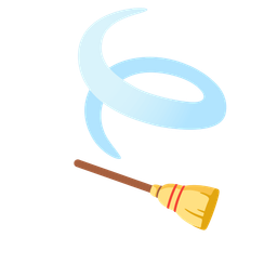 leaf fluttering in wind and broom