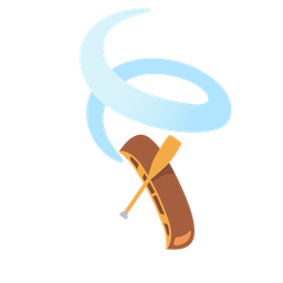 leaf fluttering in wind and canoe