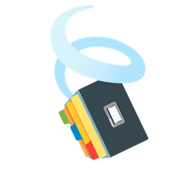 leaf fluttering in wind and card file box