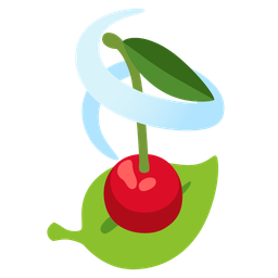 leaf fluttering in wind and cherries