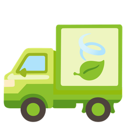 leaf fluttering in wind and delivery truck
