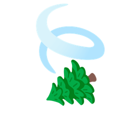 leaf fluttering in wind and evergreen tree