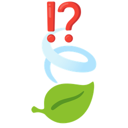 leaf fluttering in wind and exclamation question mark