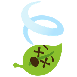 leaf fluttering in wind and face with crossed-out eyes