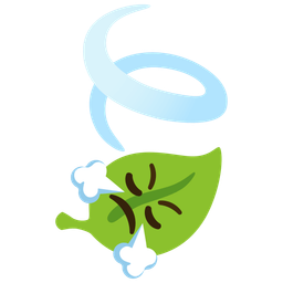 leaf fluttering in wind and face with steam from nose