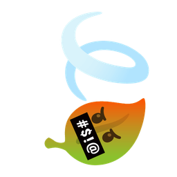 leaf fluttering in wind and face with symbols on mouth