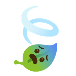 leaf fluttering in wind and fearful face