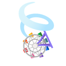 leaf fluttering in wind and ferris wheel