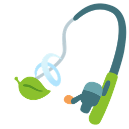 leaf fluttering in wind and fishing pole