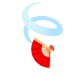 leaf fluttering in wind and folding hand fan