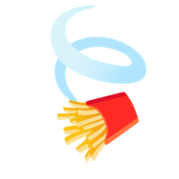 leaf fluttering in wind and french fries