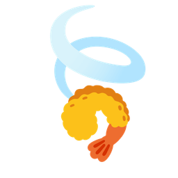 leaf fluttering in wind and fried shrimp