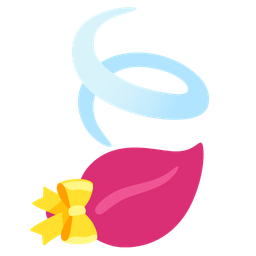 leaf fluttering in wind and heart with ribbon