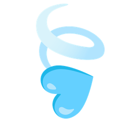 leaf fluttering in wind and light blue heart