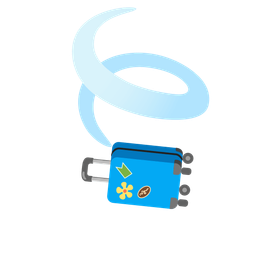 leaf fluttering in wind and luggage