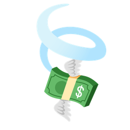 leaf fluttering in wind and money with wings