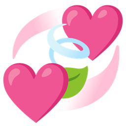 leaf fluttering in wind and revolving hearts