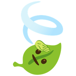 leaf fluttering in wind and saluting face