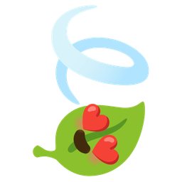 Leaf fluttering in wind and Smiling face with heart-eyes