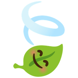 Leaf fluttering in wind and Smiling face with smiling eyes