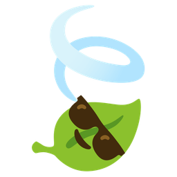 leaf fluttering in wind and smiling face with sunglasses