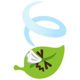 leaf fluttering in wind and sneezing face