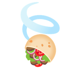 leaf fluttering in wind and stuffed flatbread