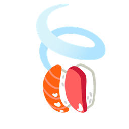 leaf fluttering in wind and sushi