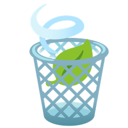 leaf fluttering in wind and wastebasket