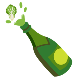 leafy green and bottle with popping cork