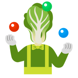 leafy green and clown face