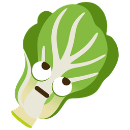 leafy green and face with rolling eyes