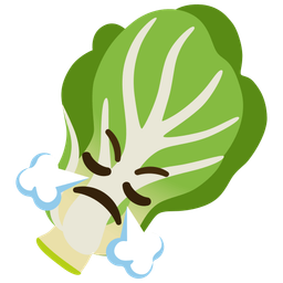 leafy green and face with steam from nose