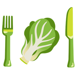 leafy green and fork and knife with plate