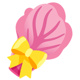 leafy green and heart with ribbon