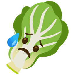 leafy green and sad but relieved face