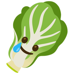Leafy green and Smiling face with tear