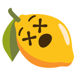 lemon and face with crossed-out eyes