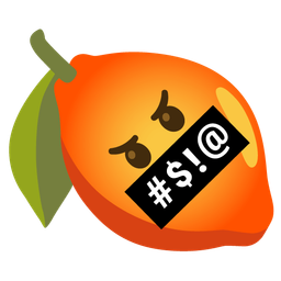 lemon and face with symbols on mouth