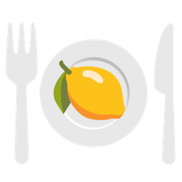 lemon and fork and knife with plate