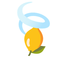 lemon and leaf fluttering in wind