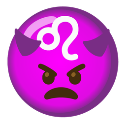 Leo and angry face with horns